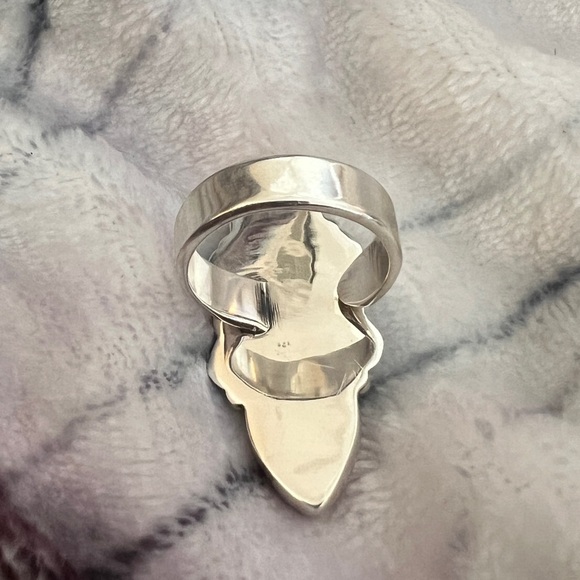 ❤️ Queen Pink Conch & Paloma Turquoise Navajo 8.25 Adjustable Ring 11.7gm - Picture 6 of 12